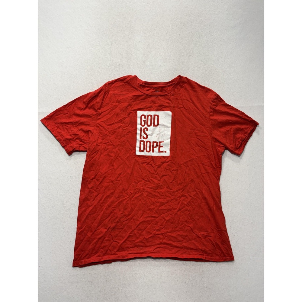 God Is Dope Shirt Mens Large Red God Is Dope Graphic Tee Christian Faith Tagless
